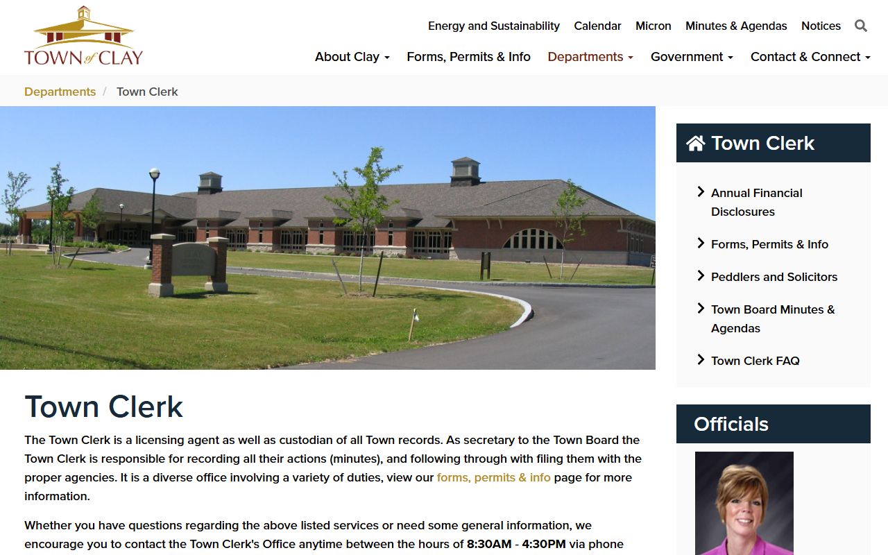 Town of Clay Clerk marriage records