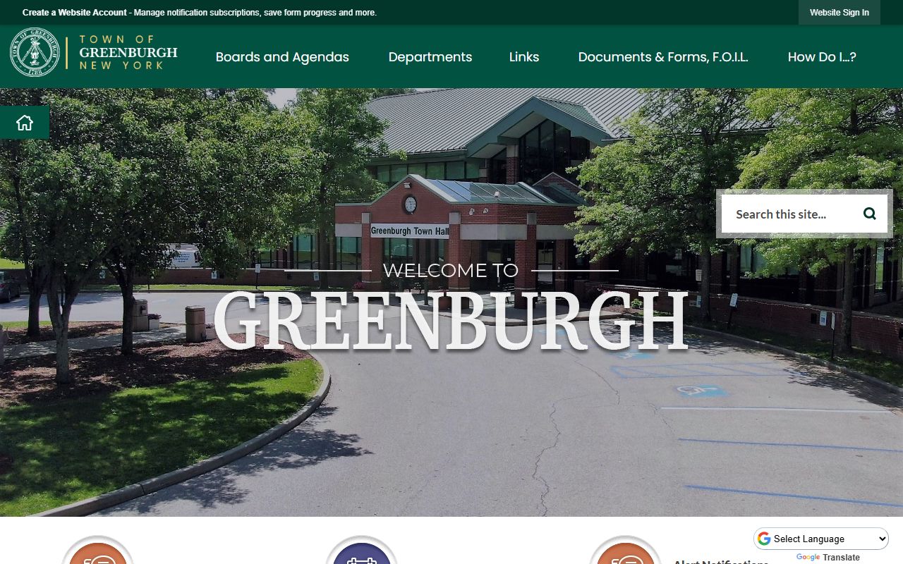 Greenburgh Town Clerk services page for marriage records