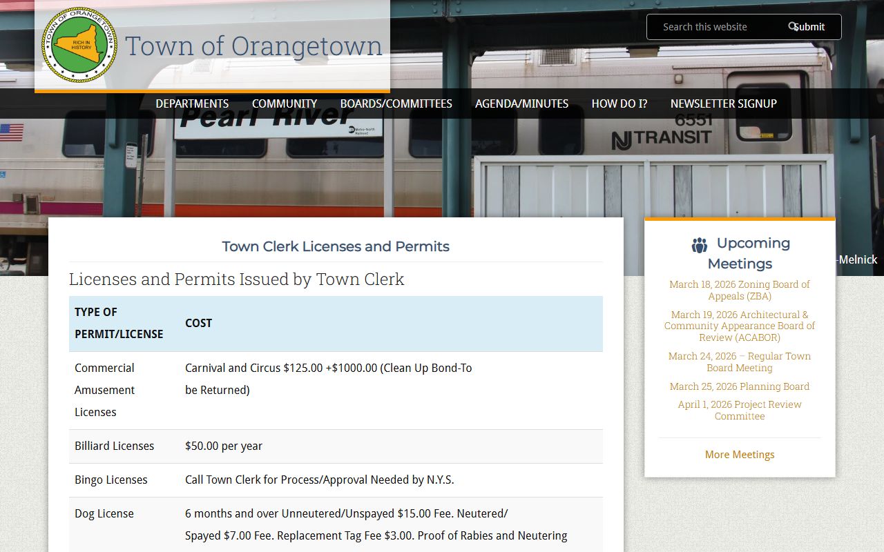 Town of Orangetown Clerk services