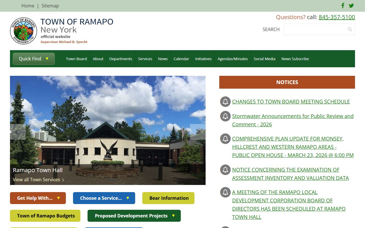 Ramapo Town Clerk office page for marriage records