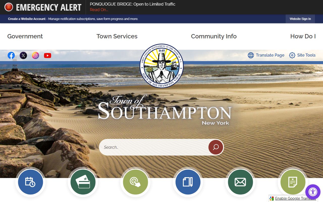 Southampton Town Clerk services page