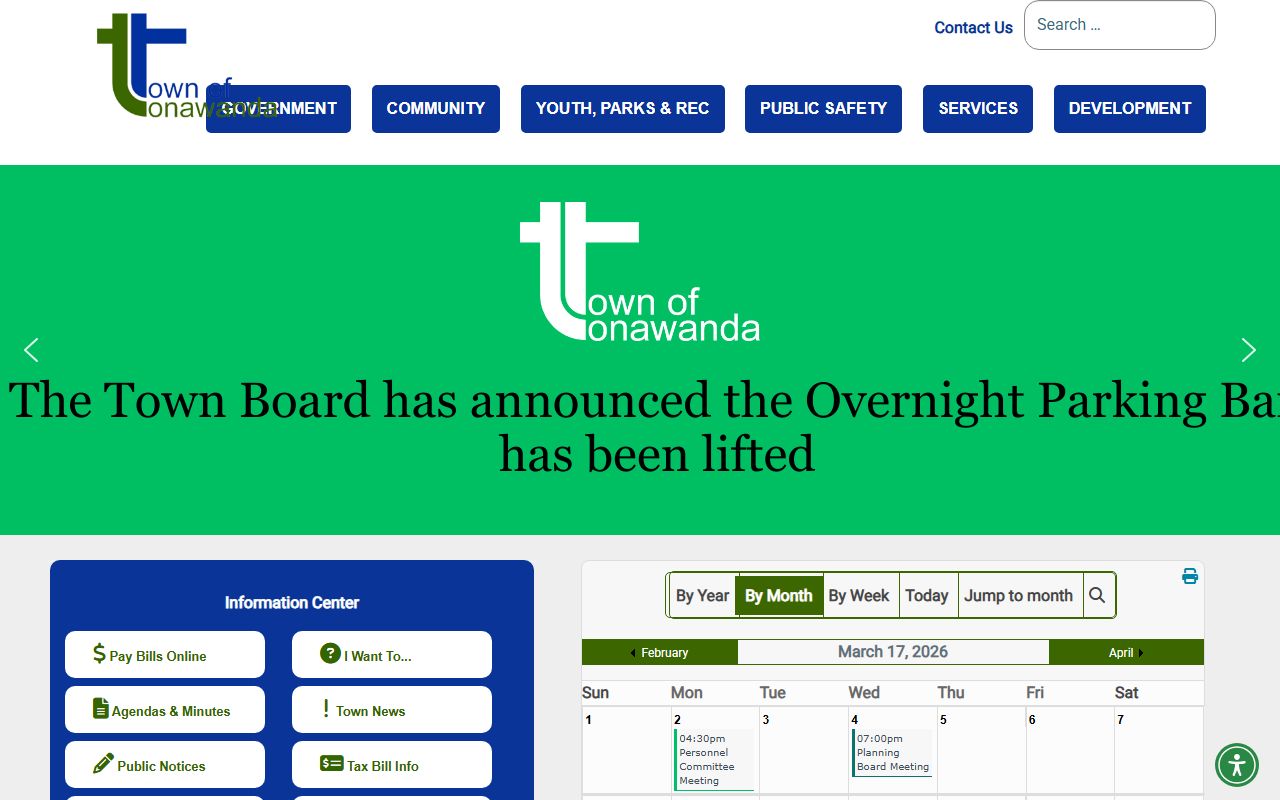 Tonawanda Town Clerk services page