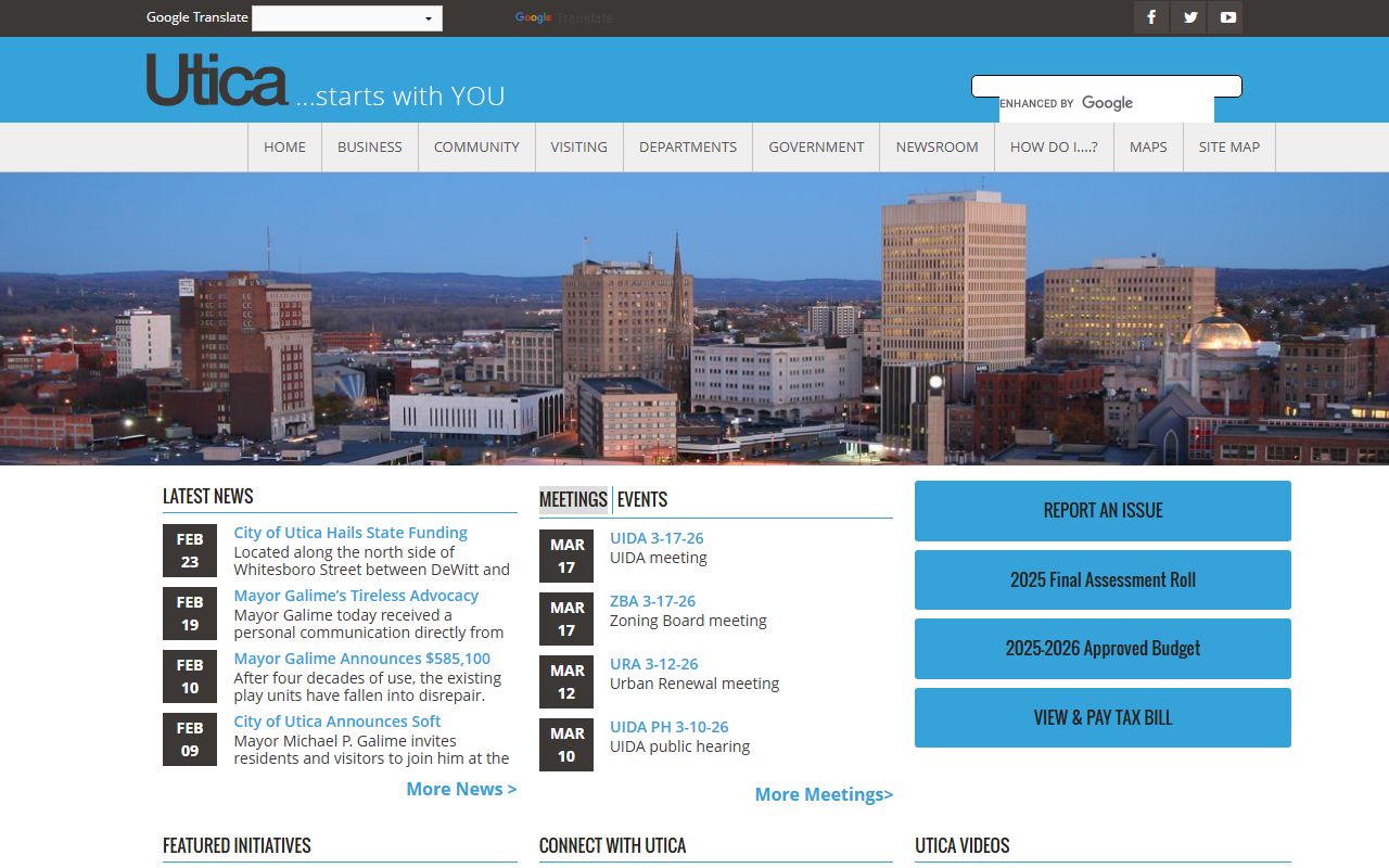 Utica City Clerk services page