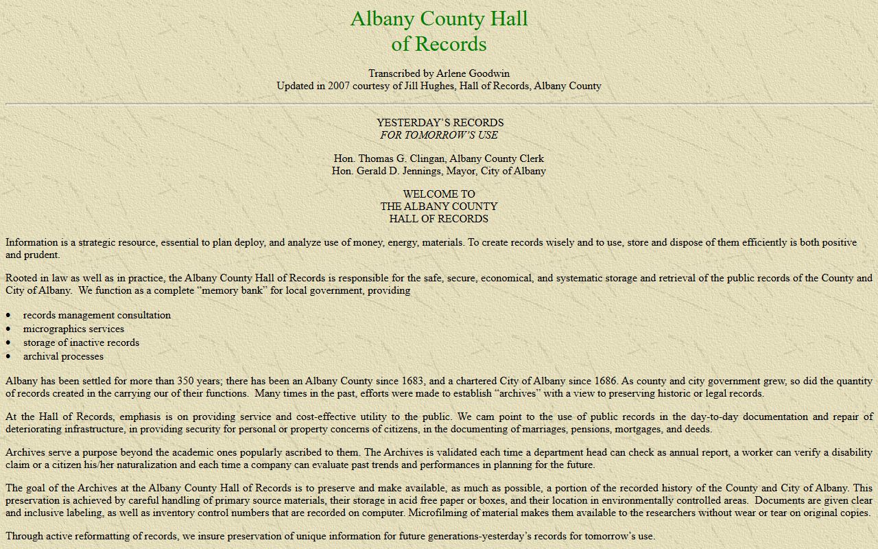 Albany County Hall of Records for marriage records research