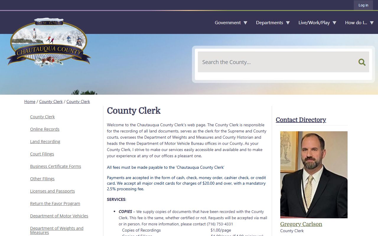 Chautauqua County Clerk official website