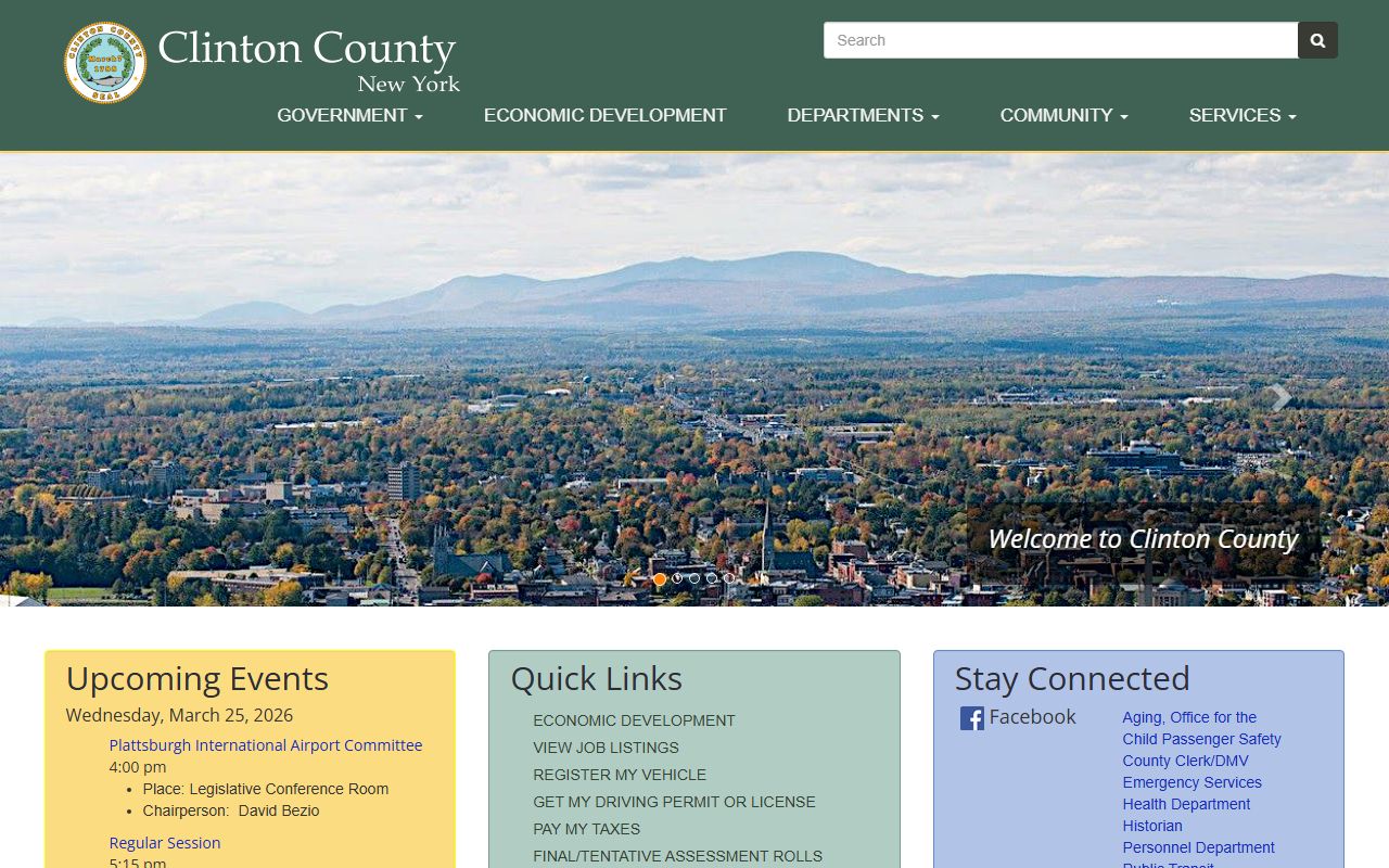 Clinton County government website with clerk information