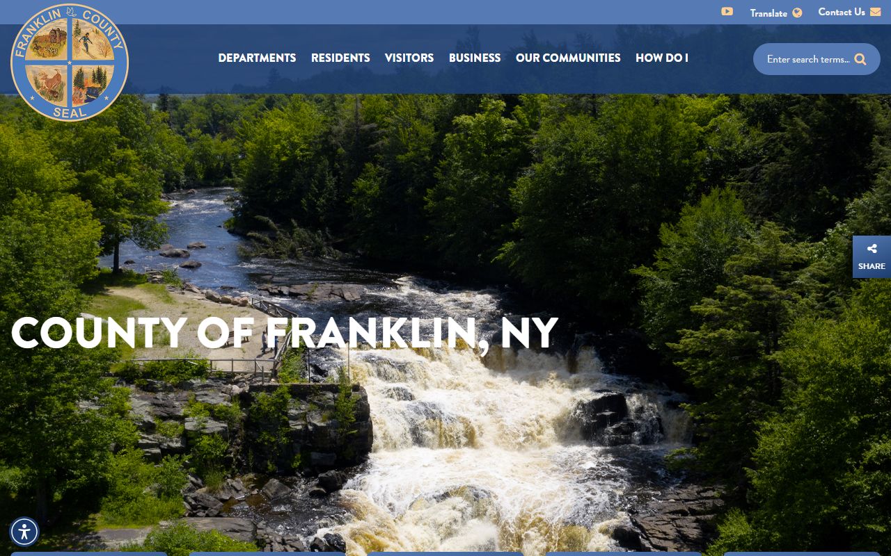 Franklin County government website showing county clerk services