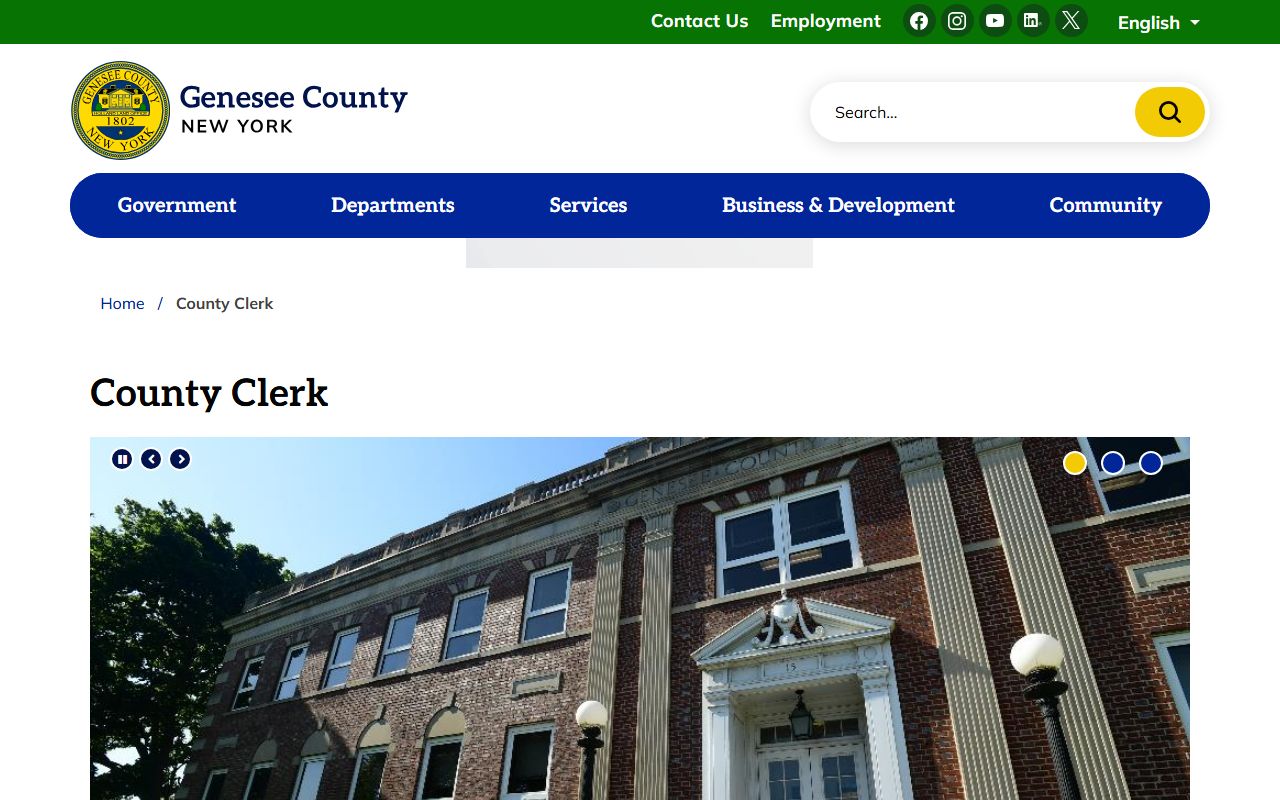 Genesee County Clerk official website showing recording services