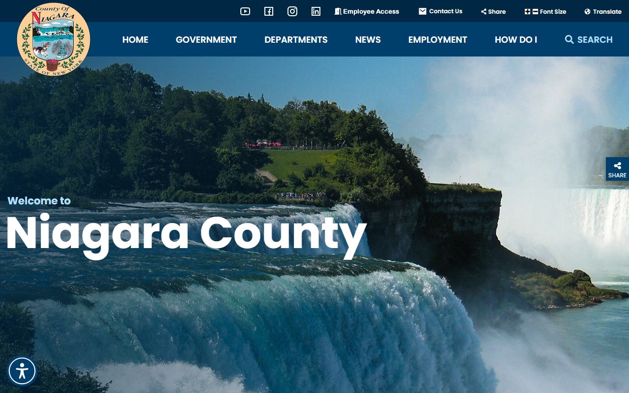 Niagara County Clerk website showing county services