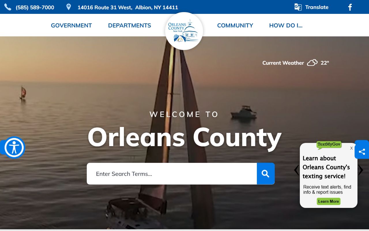 Orleans County Government website showing county clerk information
