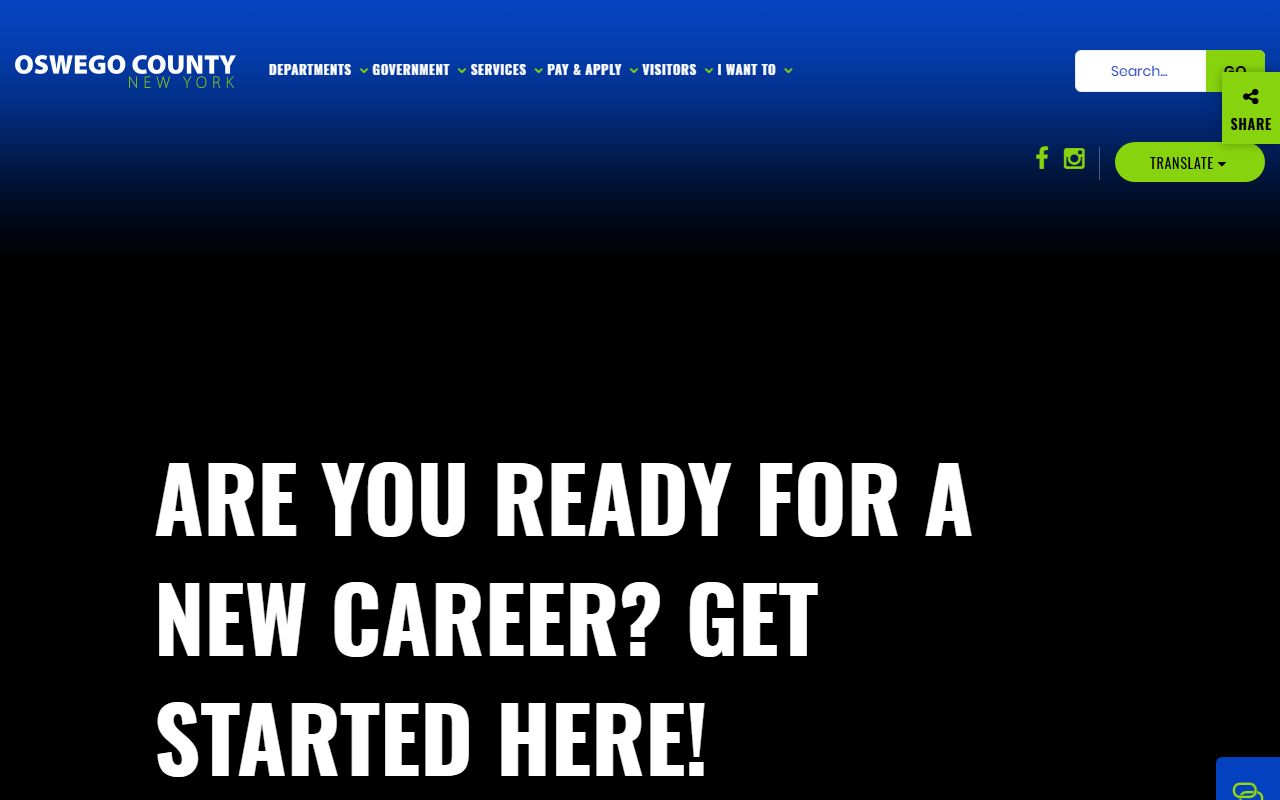 Oswego County Government website showing county clerk services