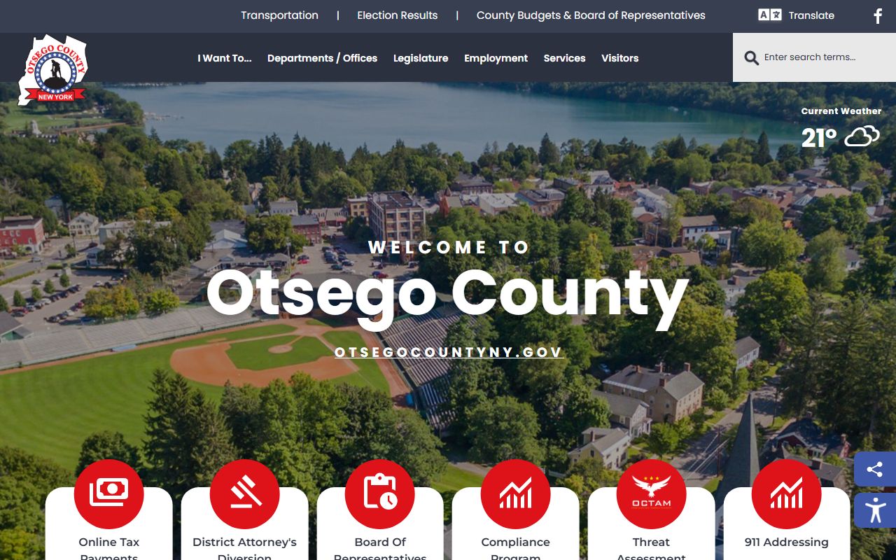 Otsego County Government website showing county clerk information