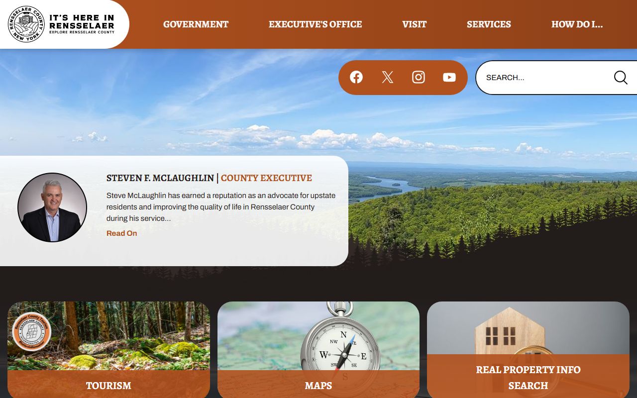 Rensselaer County Government website showing county clerk information