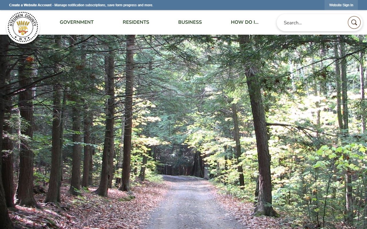 Steuben County Clerk website showing county services