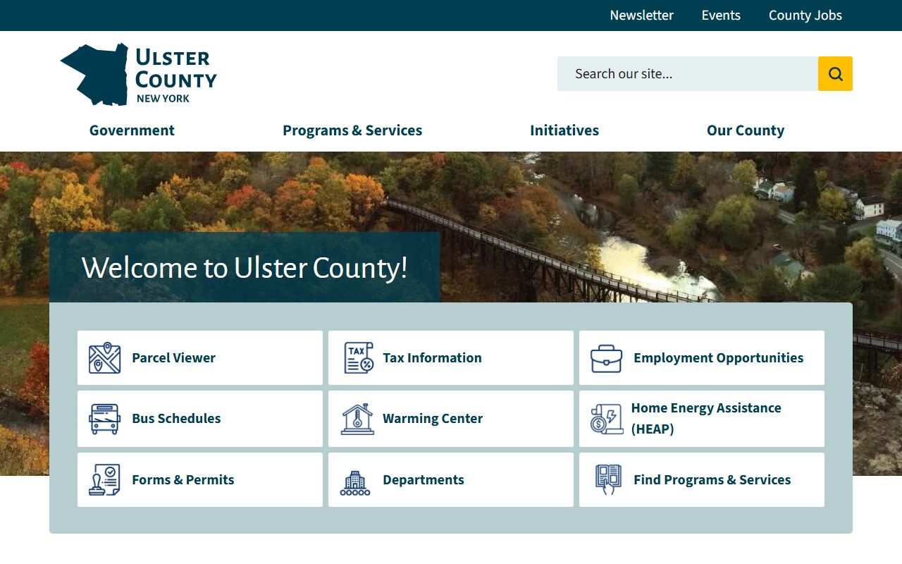 Ulster County government website showing clerk information