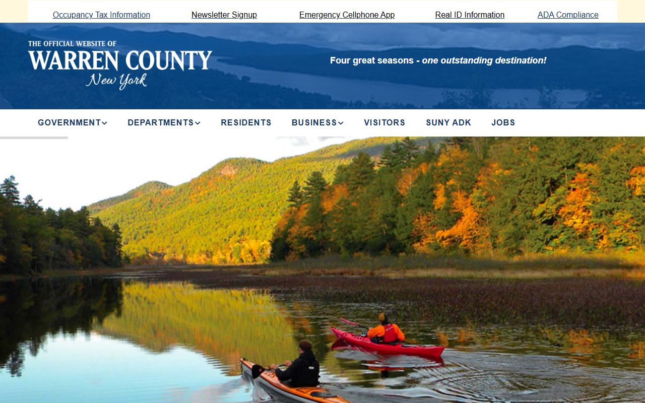 Warren County government website showing clerk services
